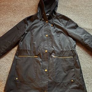 Women’s Sz L Cole Haan signature Black and gold toned Hooded Women's Jacket